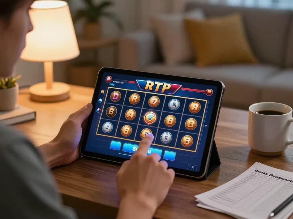 Engaging in RTP slot gameplay on a tablet at home while managing bankroll.