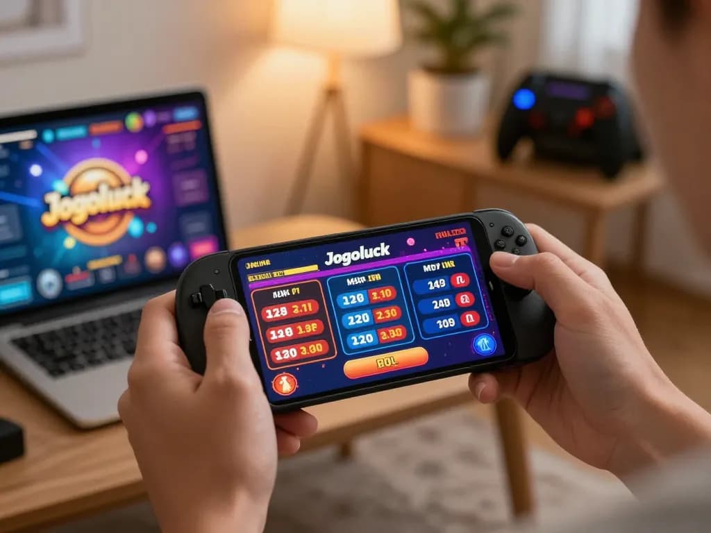 Engaging moment on Jogoluck's mobile app displaying live gaming options, showcasing modern online gambling experience.