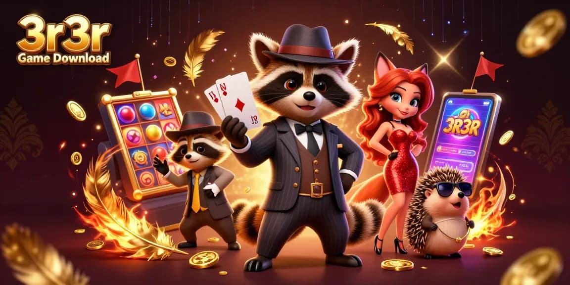 Engage with the exciting 3r3r Game Download, showcasing dynamic characters in a vibrant casino atmosphere.