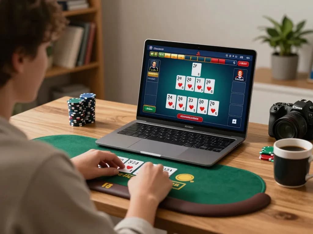 Engaging in a live dealer blackjack game on 789P, showcasing strategic gameplay at home.