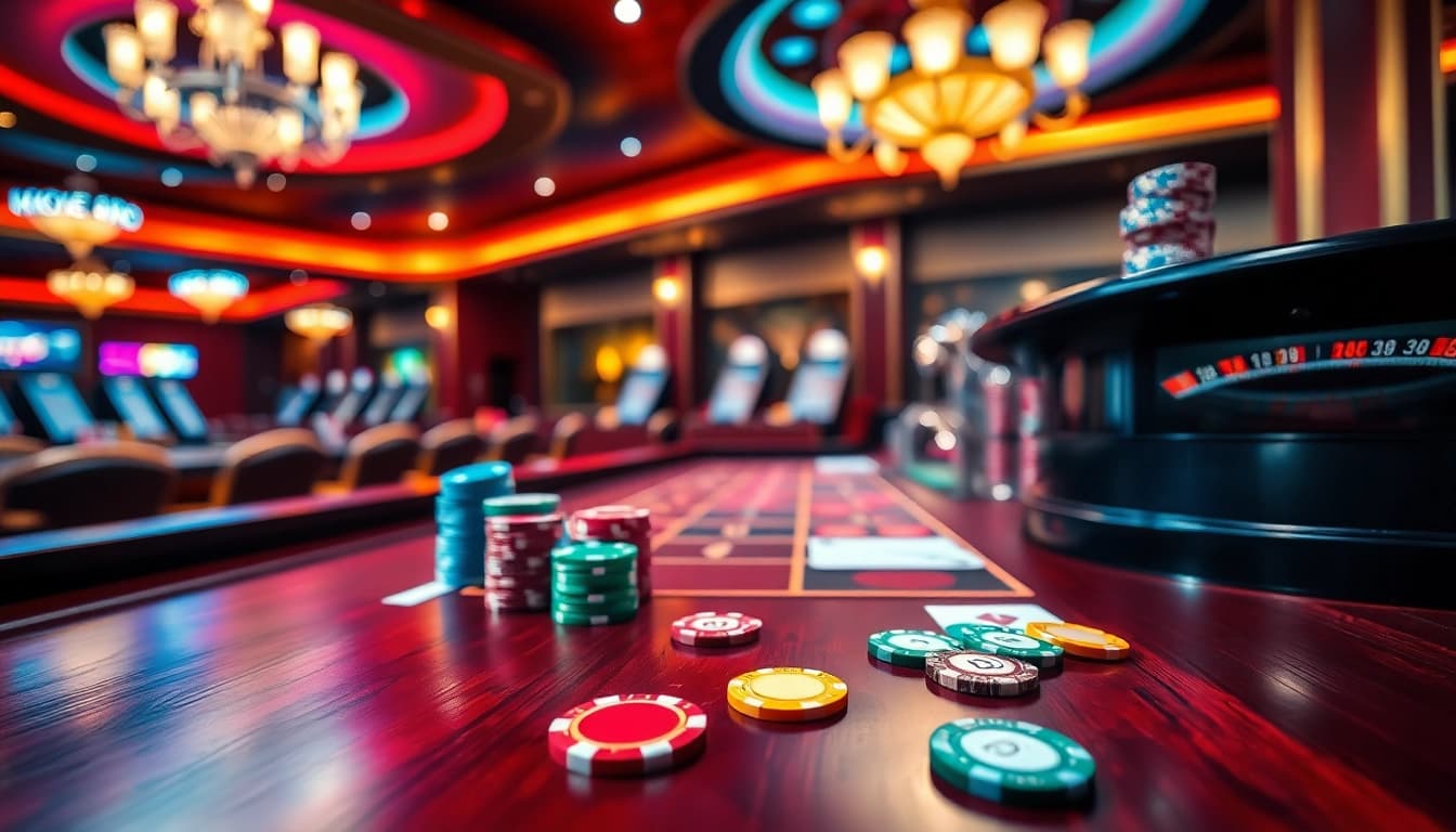 Join the excitement at citinow, featuring a vibrant casino table with colorful chips and cards.