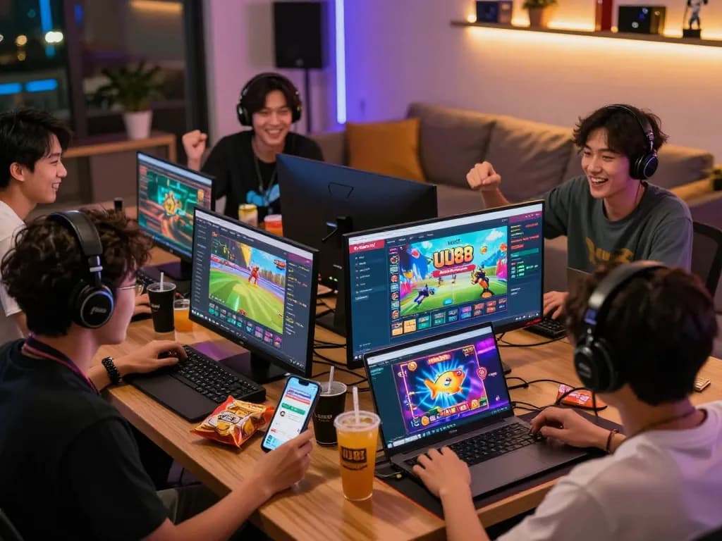 Exciting online betting experience on UU88 platform showcasing players celebrating wins and engaging with diverse games.