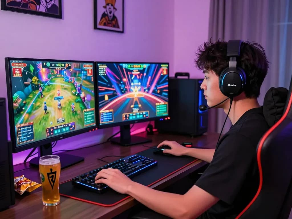 Exciting online gaming scene of 88pulsa with vibrant graphics and a focused player.