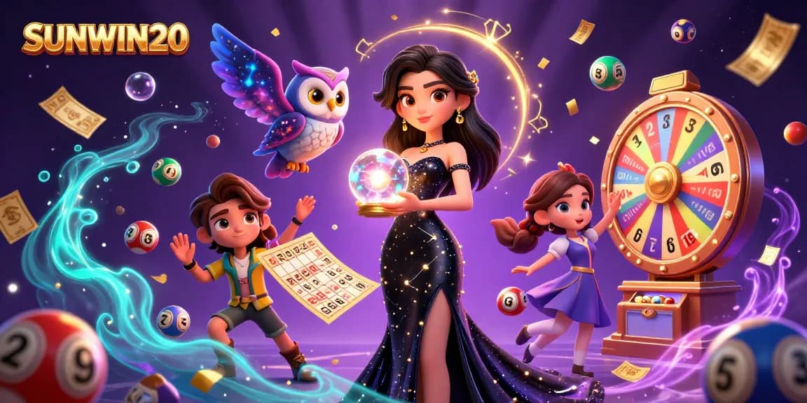 Experience the enchanting world of SUNWIN20 with vibrant lottery elements and mystical characters.