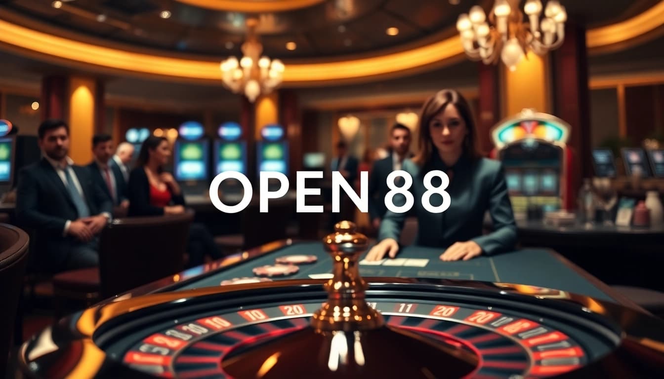 Experience the excitement of OPEN88 casino with stylish gaming tables and lively atmosphere.