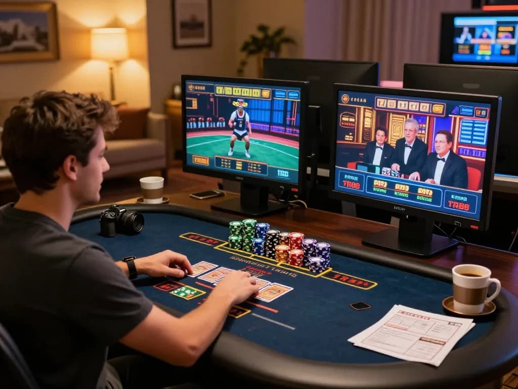 Engaging in online casino gameplay at TR88 with live dealer interaction and colorful slot games.