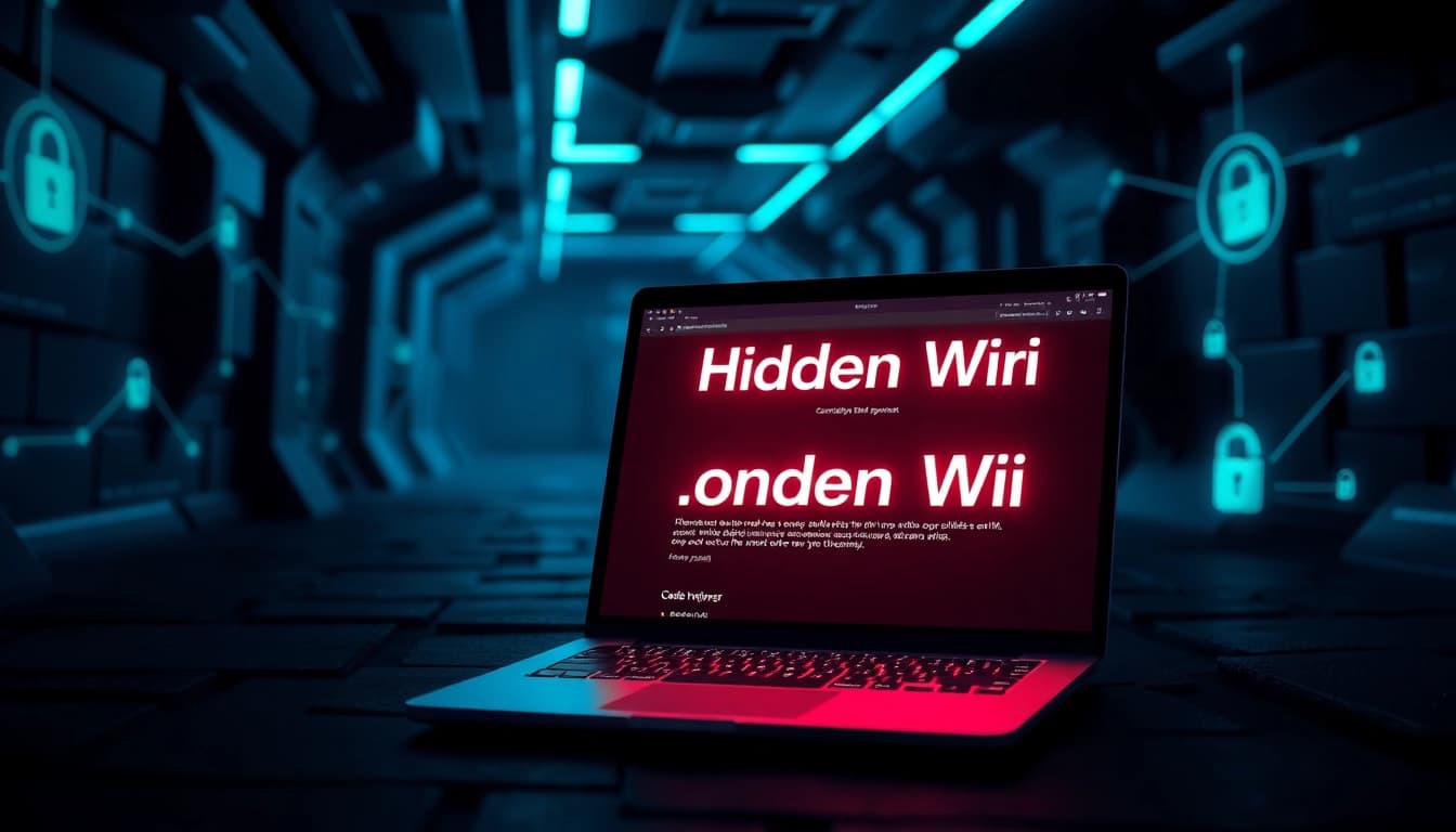 Visual representation of the Hidden Wiki 2026, showcasing secure .onion links in a digital underground environment.