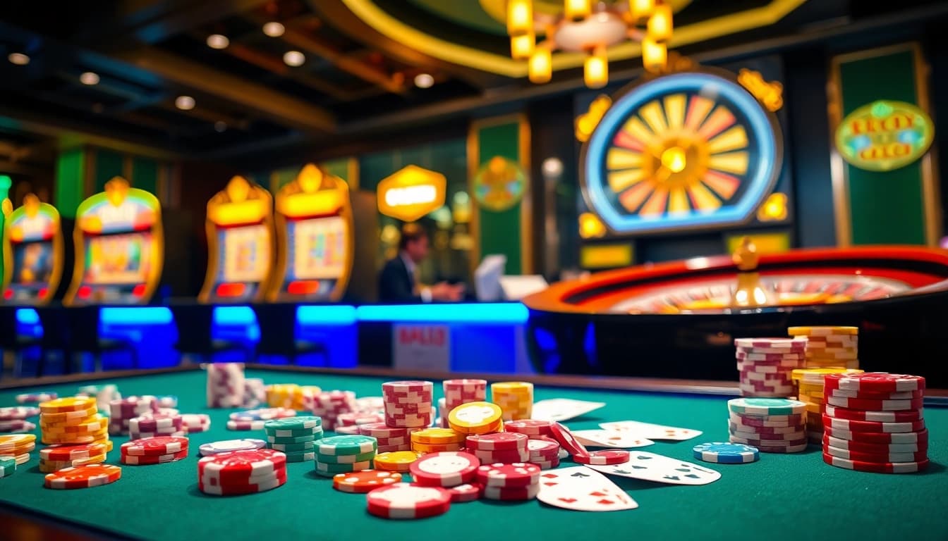 Engaging scene showcasing players enjoying 68 Game Bài at a vibrant casino table.