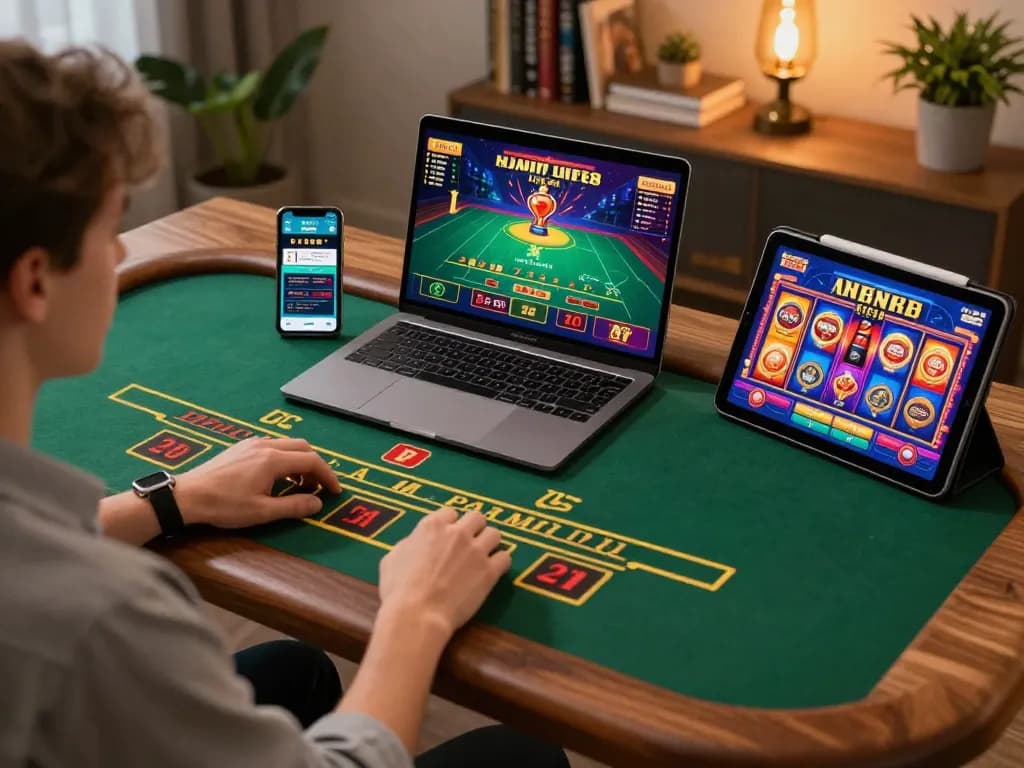 Engaged player enjoying live dealer games on Luck8 com from a cozy home setup.