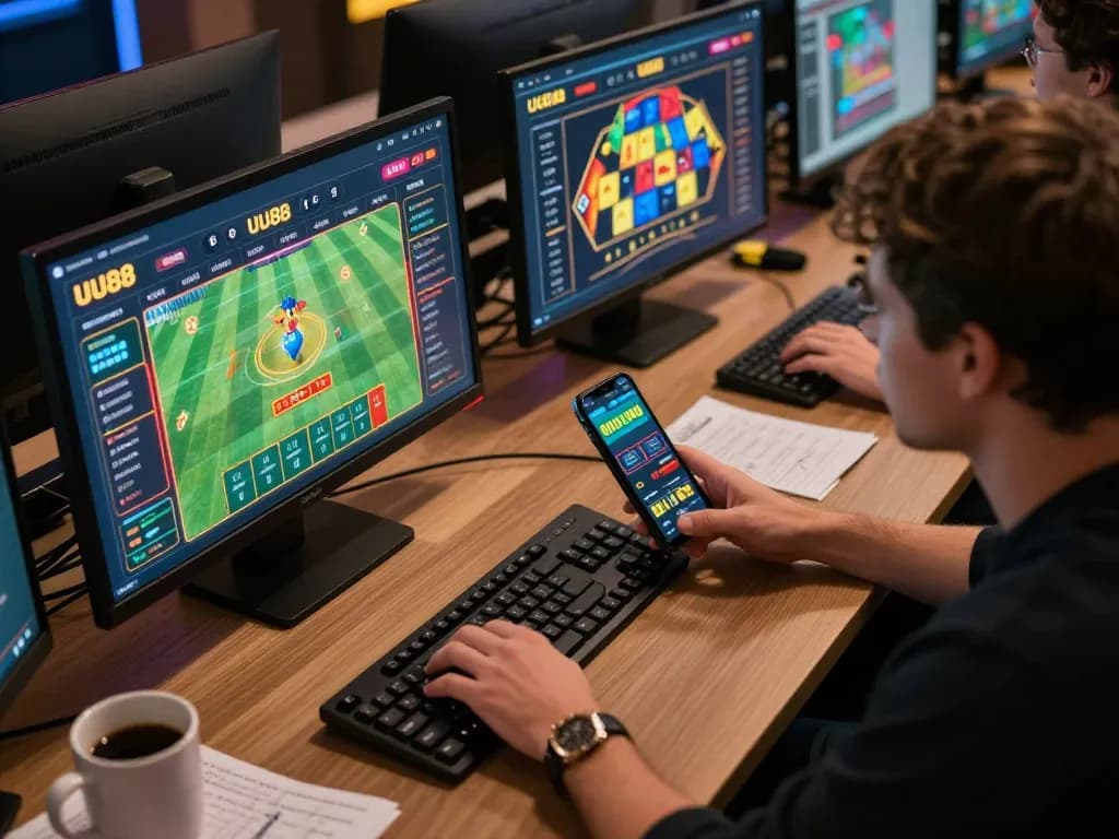 Engaging online gambling session on UU88 with player strategizing and placing bets