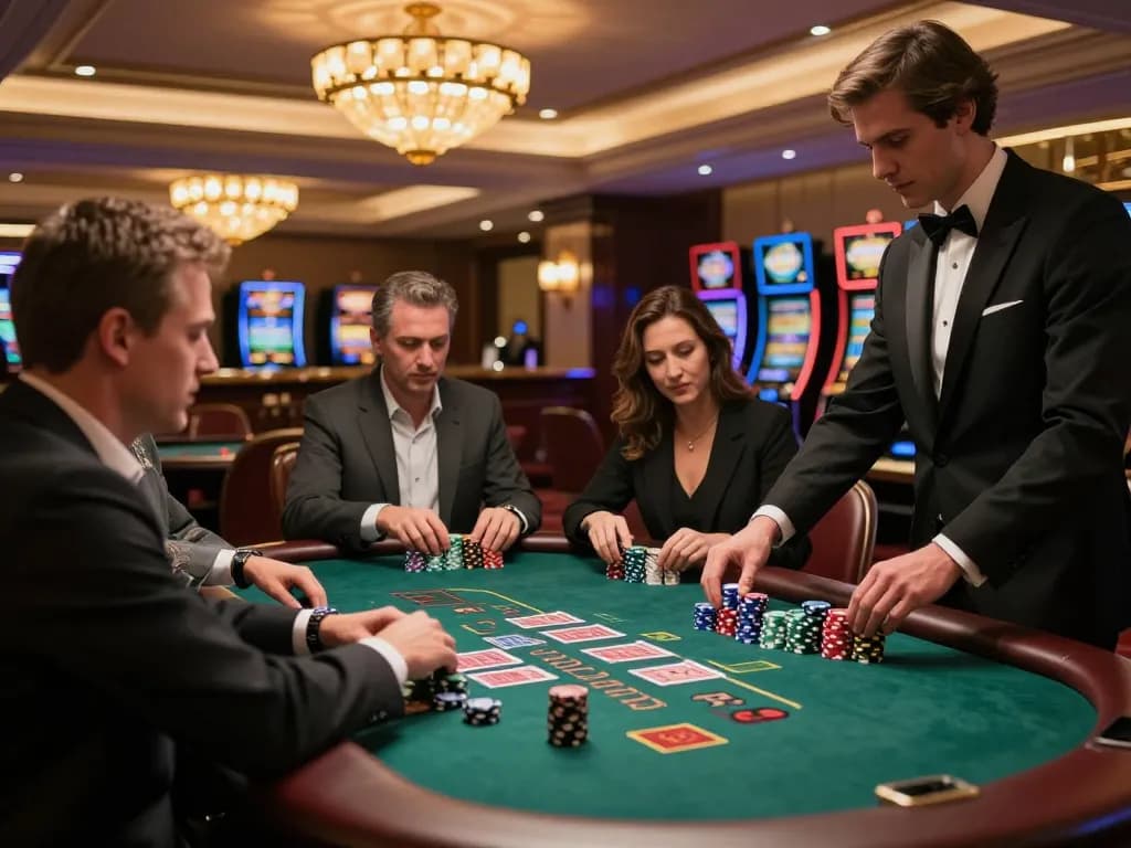 Players strategically betting at a blackjack table showcasing the excitement of pageonelit