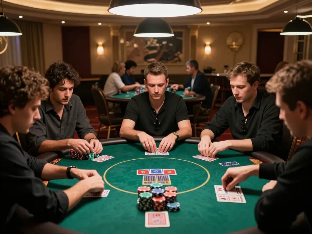 Players engaging in strategic poker gameplay at F168's premium casino tables.