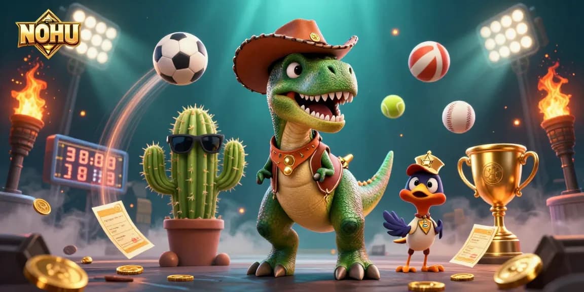 Experience thrilling gameplay with NOHU's dynamic casino atmosphere featuring colorful characters and lively elements.