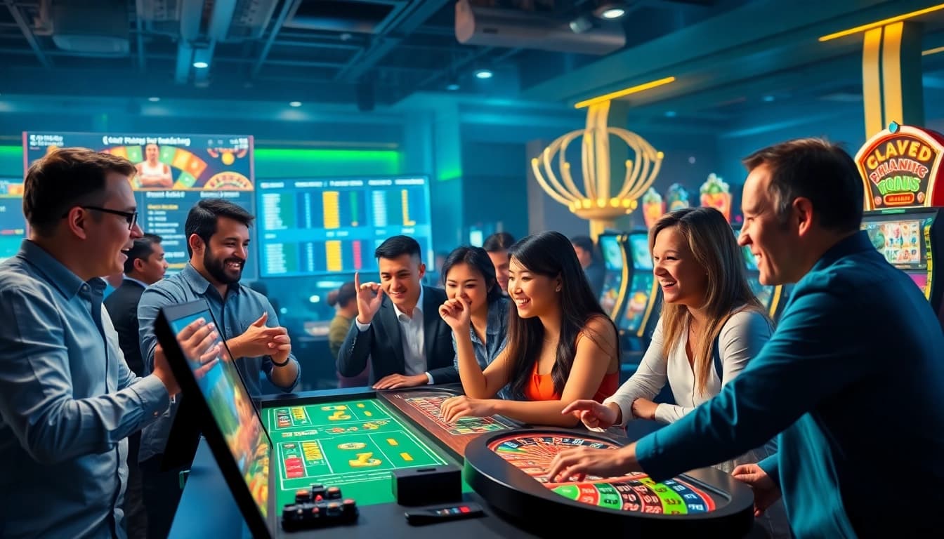 Players enjoying a thrilling online betting experience at 8s, featuring diverse gaming options and vibrant atmosphere.