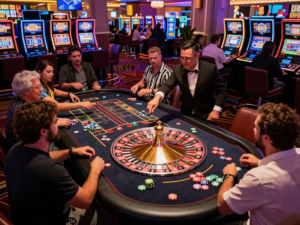 Players enjoying a thrilling roulette game at a Las Vegas casino showcasing go99 for a vibrant gambling experience.