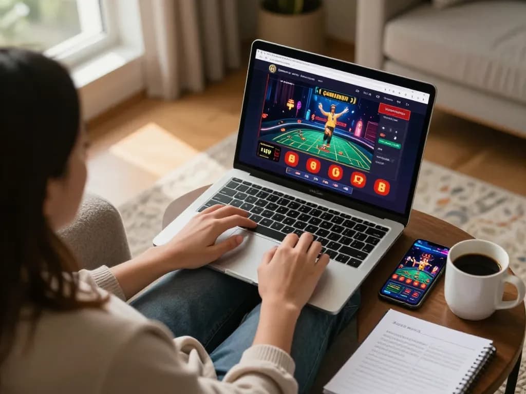 Engaging in strategic betting at an online casino showcased on https://rr88co.net/ from a cozy home environment.
