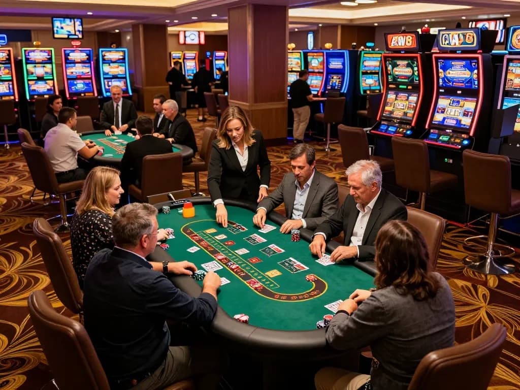 Players engaging in strategic blackjack gameplay at an AW8 casino table.