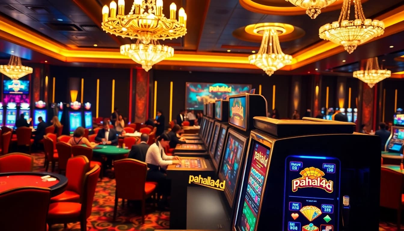 Experience thrilling gameplay at pahala4d with players immersed in a luxurious casino setting.