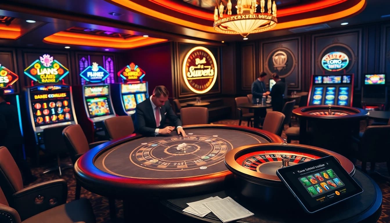 Engage in thrilling gambling at https://sunwin.builders/ with vibrant casino tables and players enjoying poker.