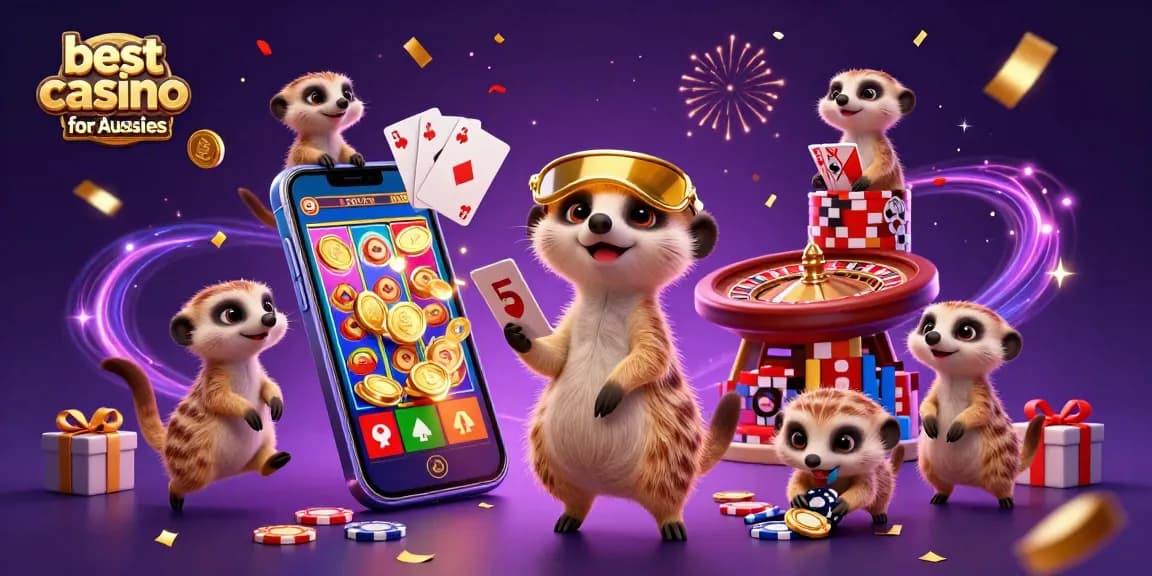 Engage with the best casino platforms for Aussies in an exciting 3D meerkat casino scene.
