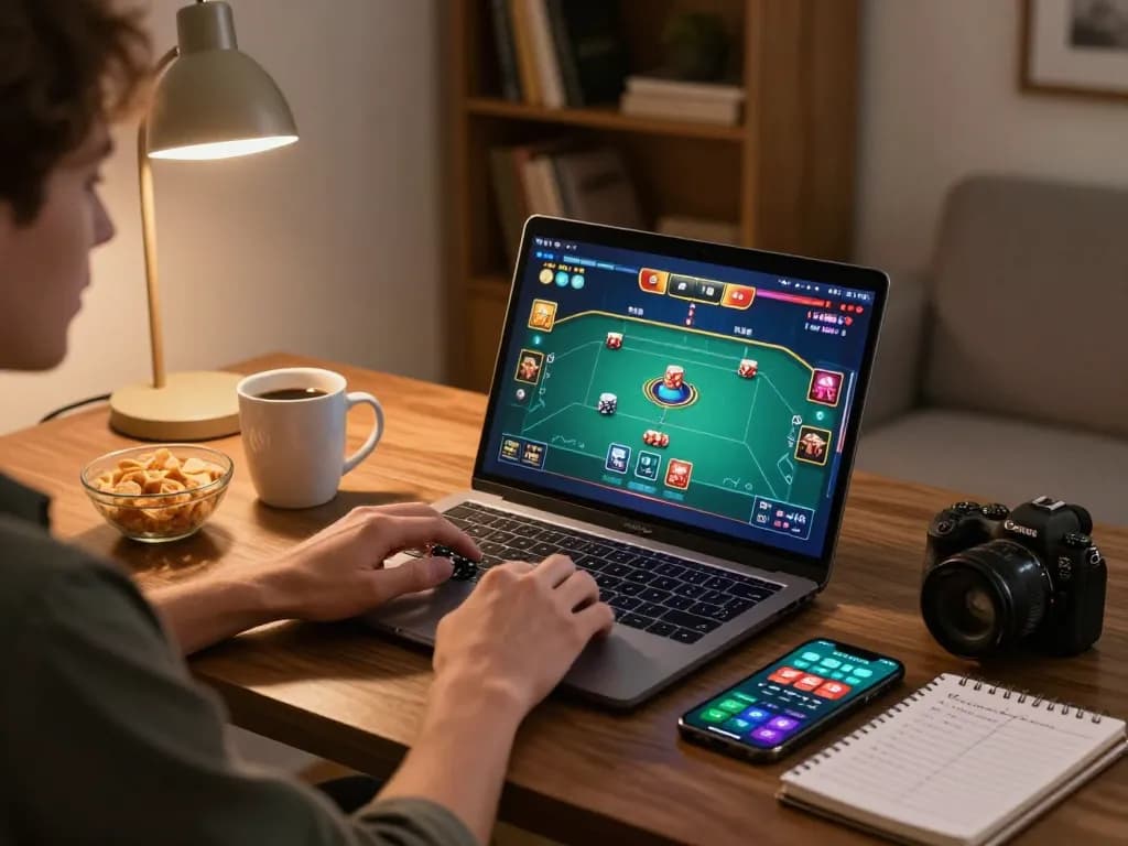 Engaging in an exciting poker game online at home, representing a vibrant atmosphere with 88aa
