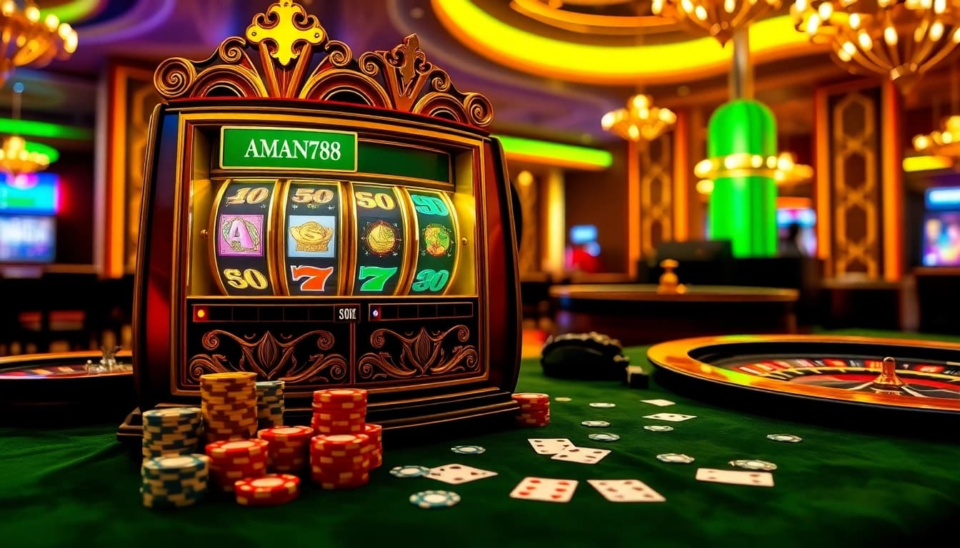 Rasakan sensasi aman788 slot gacor dengan suasana kasino yang elegan yang menampilkan mesin slot yang beragam.
