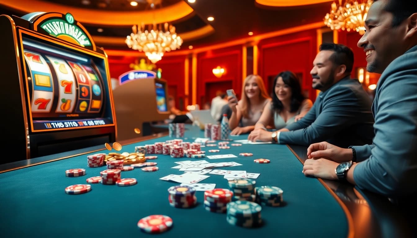 Experience the thrill of nổ hũ 68win with vibrant slot machines and excited players.