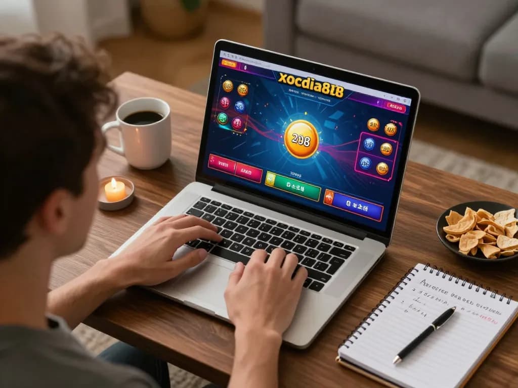 Xocdia88 online gambling session featuring player engaged in strategy with betting notes.