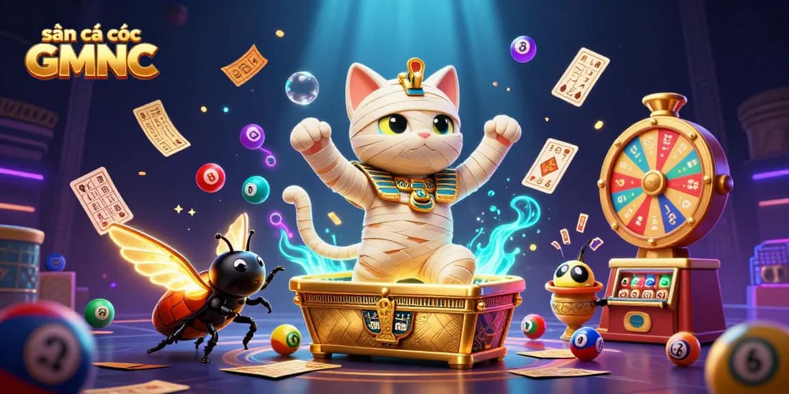 Experience the excitement of sàn cá cược GMNC with vibrant dynamic lottery elements and engaging characters.