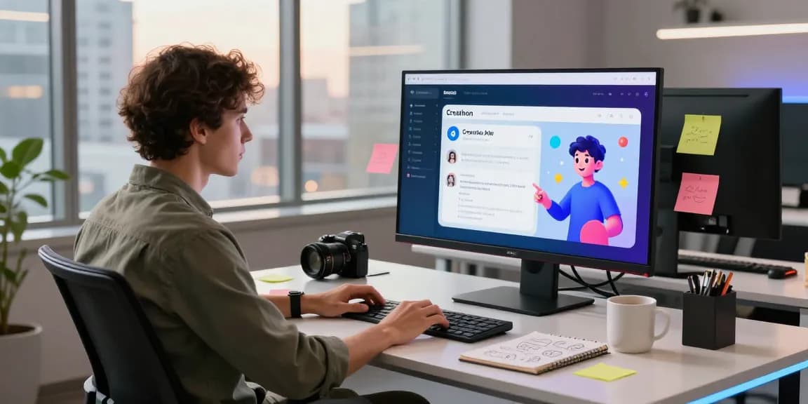 Interactive Crushon AI chatbot experience in a modern workspace.