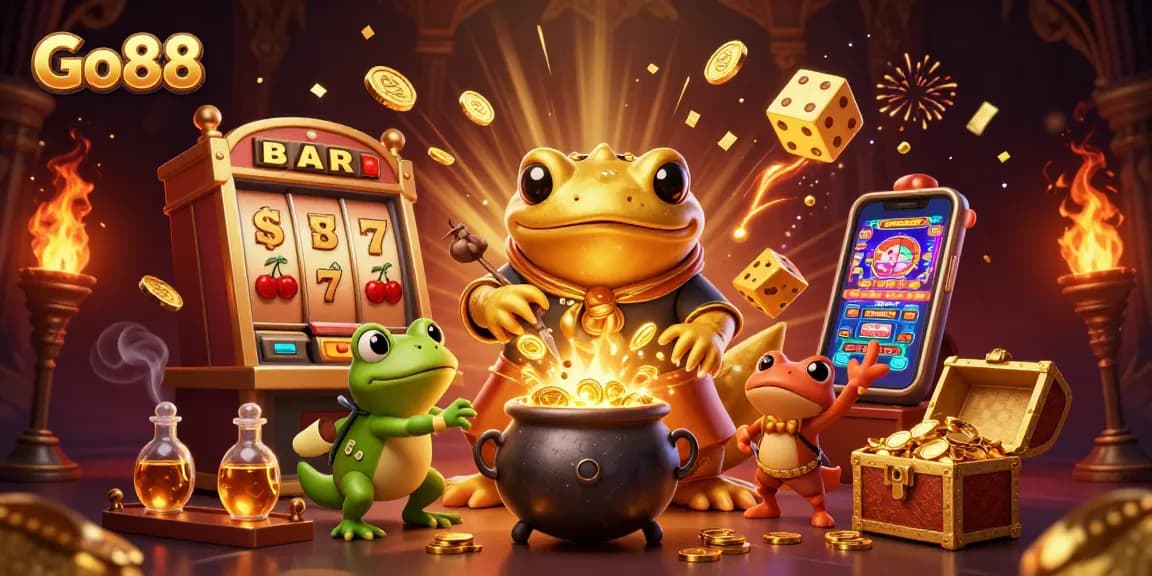 Spin the reels at Go88 with exciting golden adventures in a vibrant, immersive casino scene!