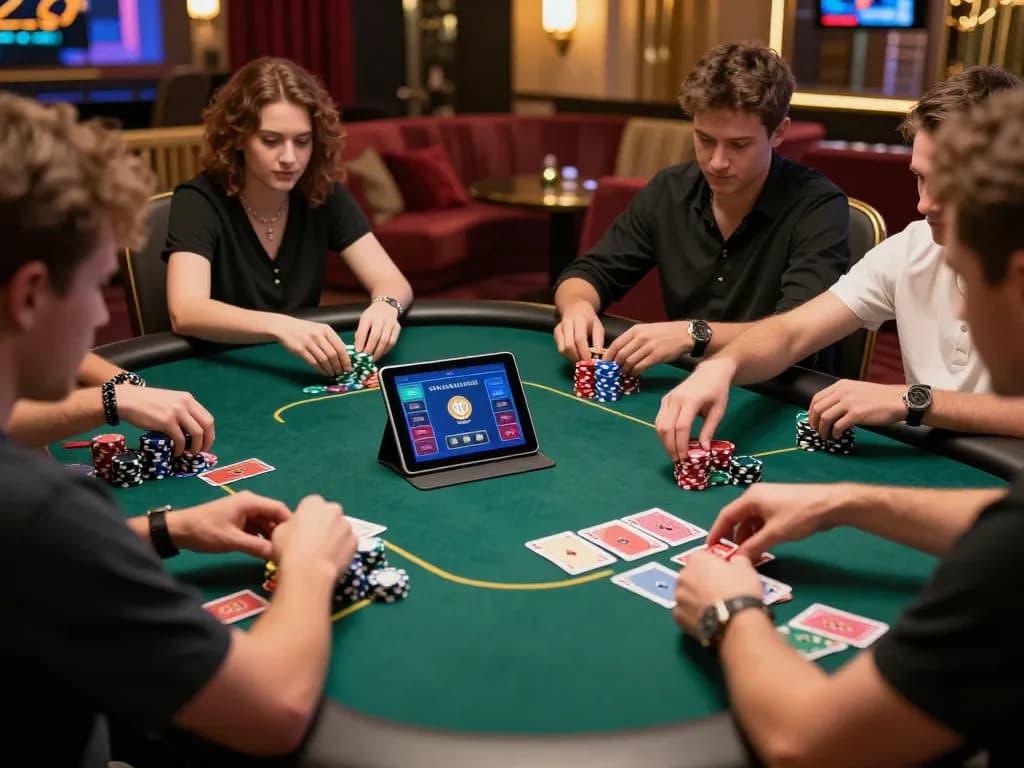 Engaging moment of players at a poker table showcasing Alternatif Dewapoker strategies for winning gameplay.
