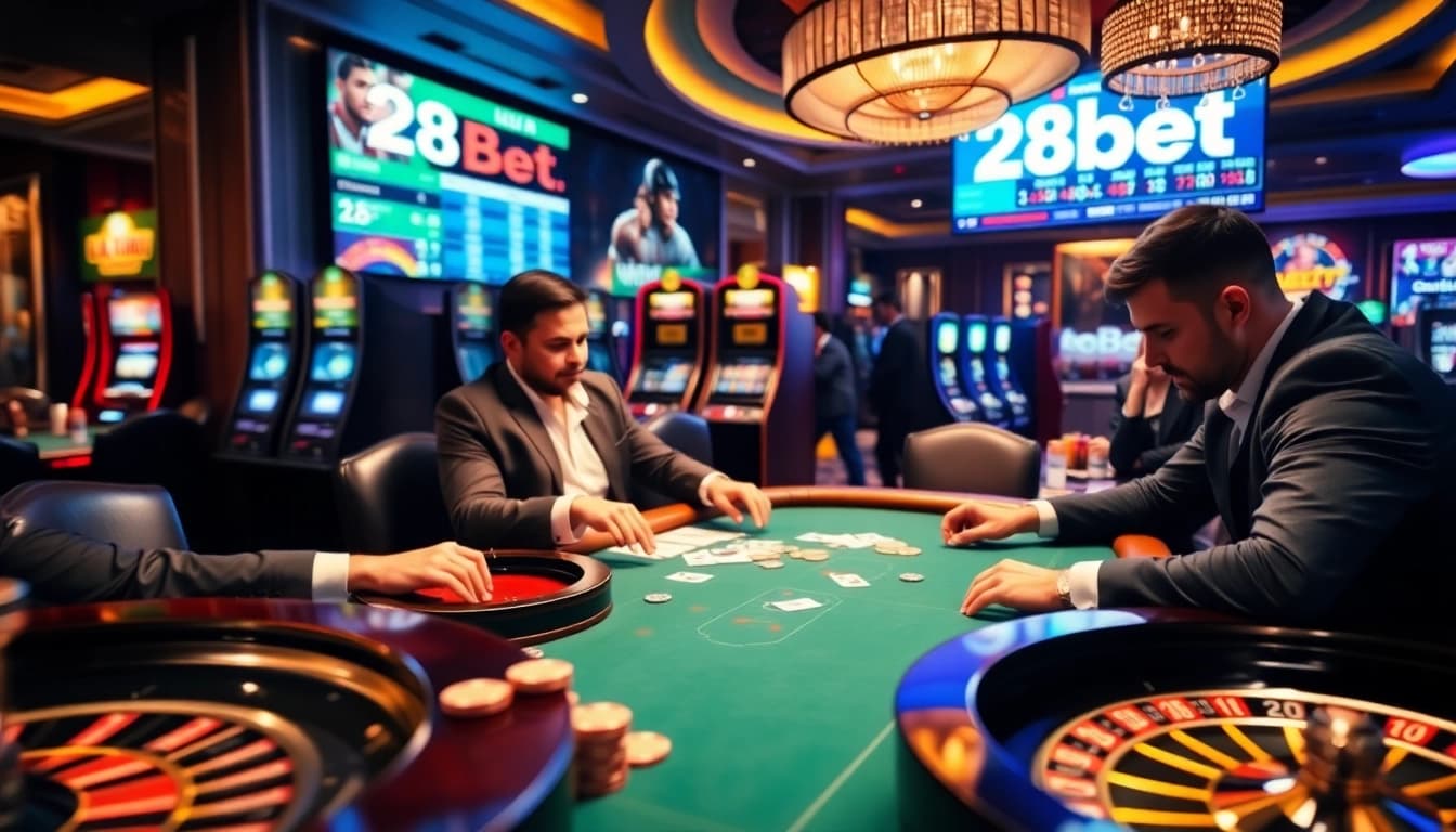 Experience the thrill of 28bet with vibrant gaming tables and exciting poker action.