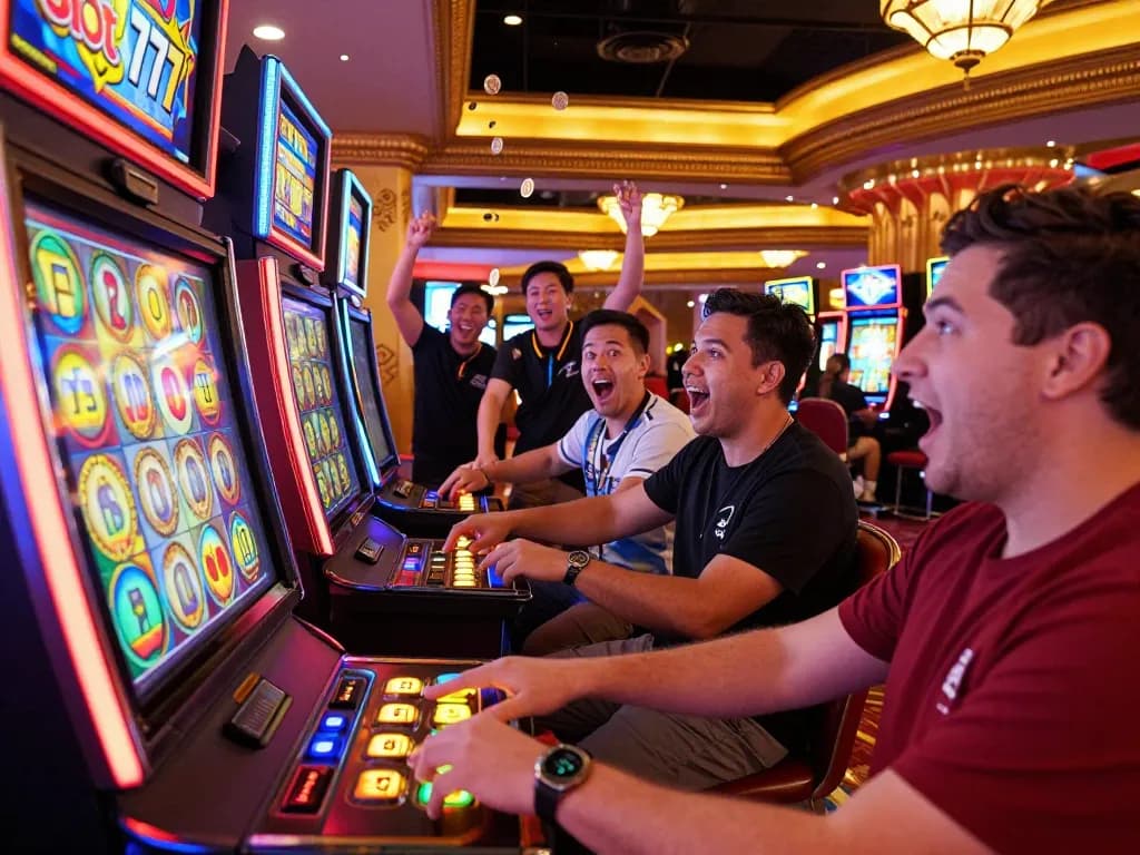 Players enjoying the thrilling action of slot 777 machines in a vibrant casino atmosphere.