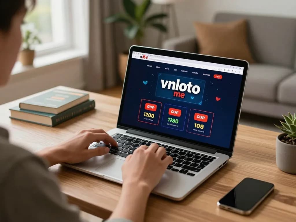 Engaged user experiencing vnloto me online gambling interface on a tablet in a cozy living room.