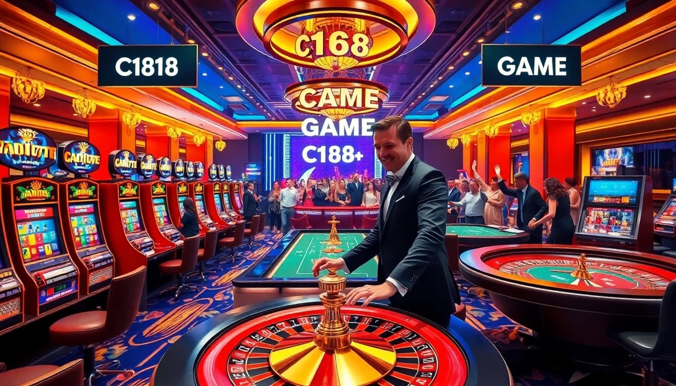 C168 GAME showcases a thrilling casino experience with vibrant gaming tables and excited players.
