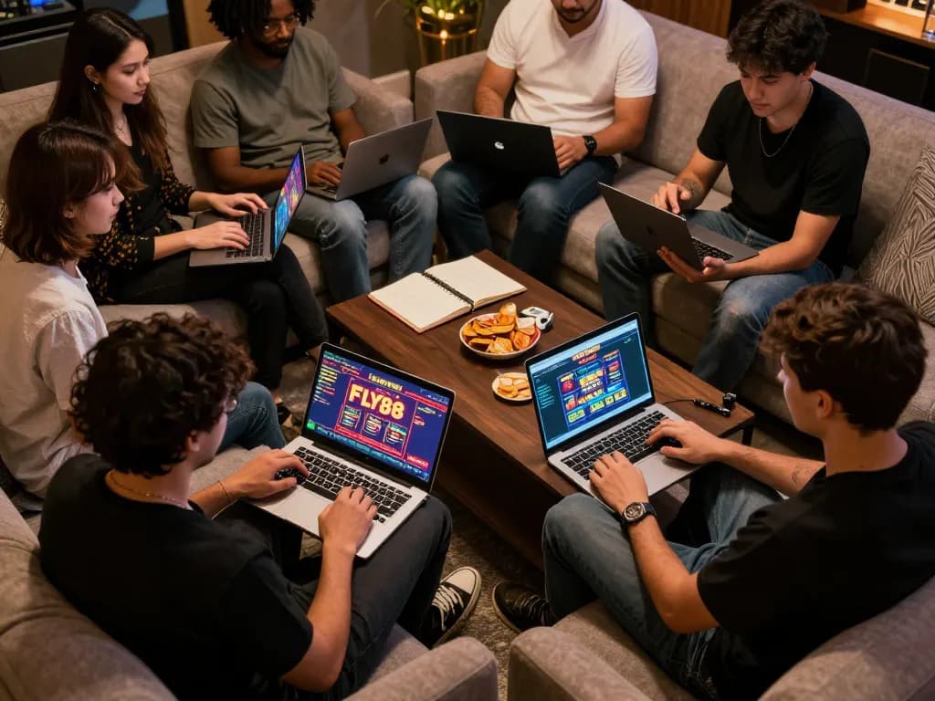 FLY88 online gaming experience with players enjoying engaging sessions at home.