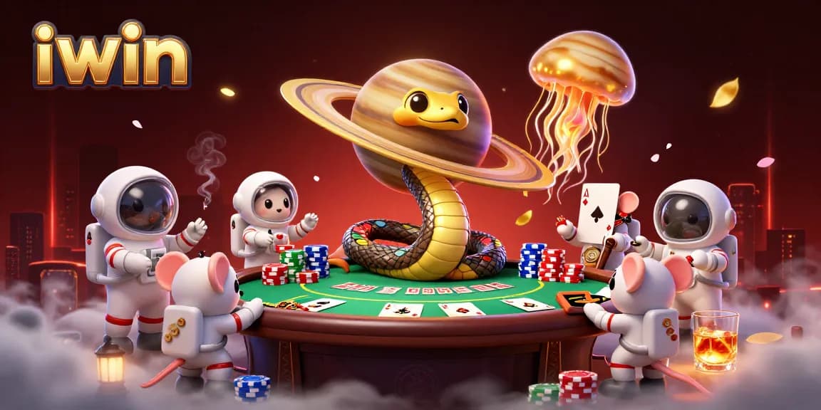 Engaging iwin casino scene with astronaut mice betting in a cosmic roulette setting.