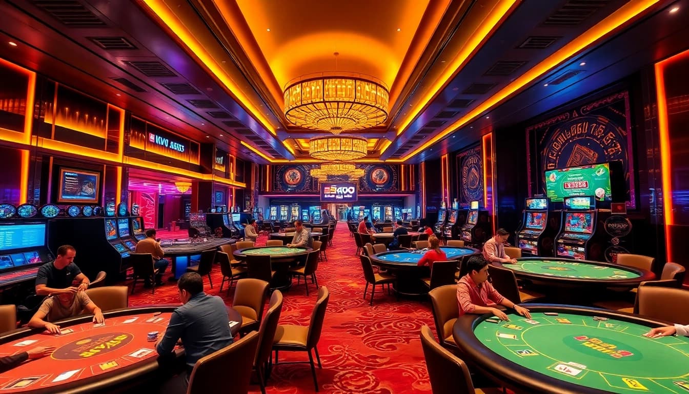 Exciting gaming environment at nền tảng 88go featuring casino tables and players.