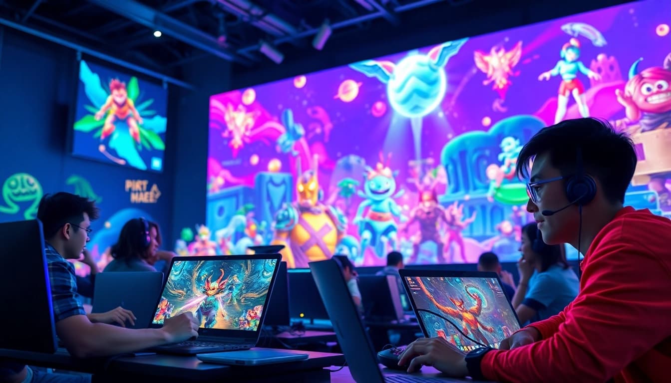 Engaged players enjoying the hi game in a vibrant virtual environment.