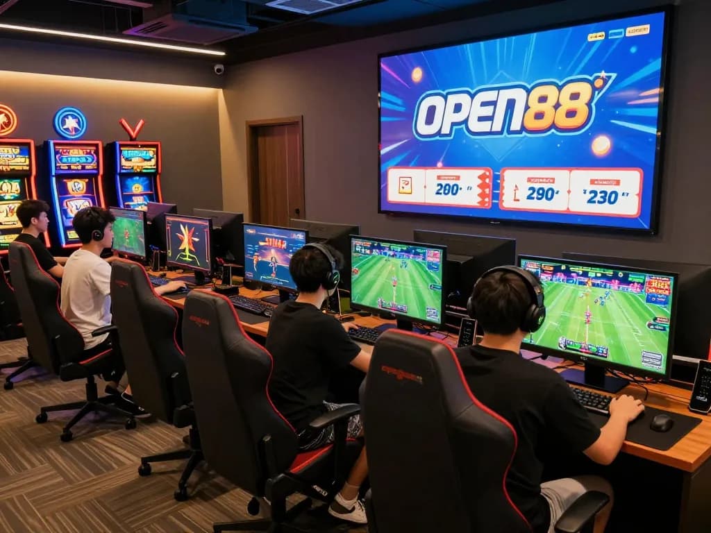 Exciting online gaming experience at OPEN88.COM with players enjoying various games in a vibrant environment.