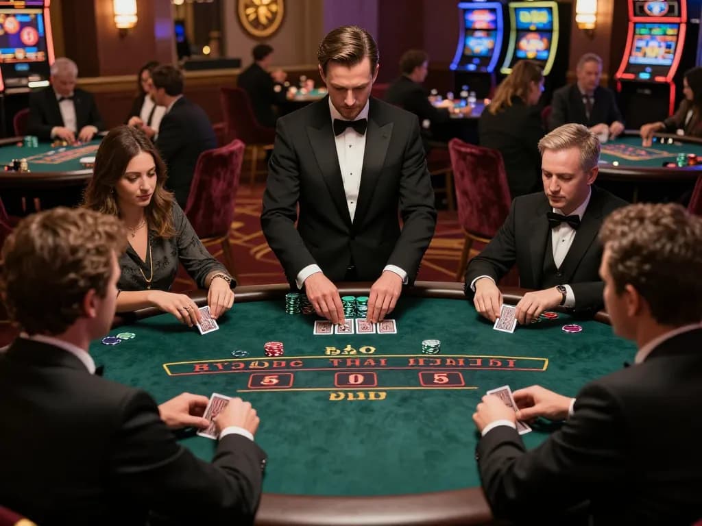 Engaging live dealer gameplay at TR88 casino showing players focused on blackjack strategy and interaction with a professional dealer