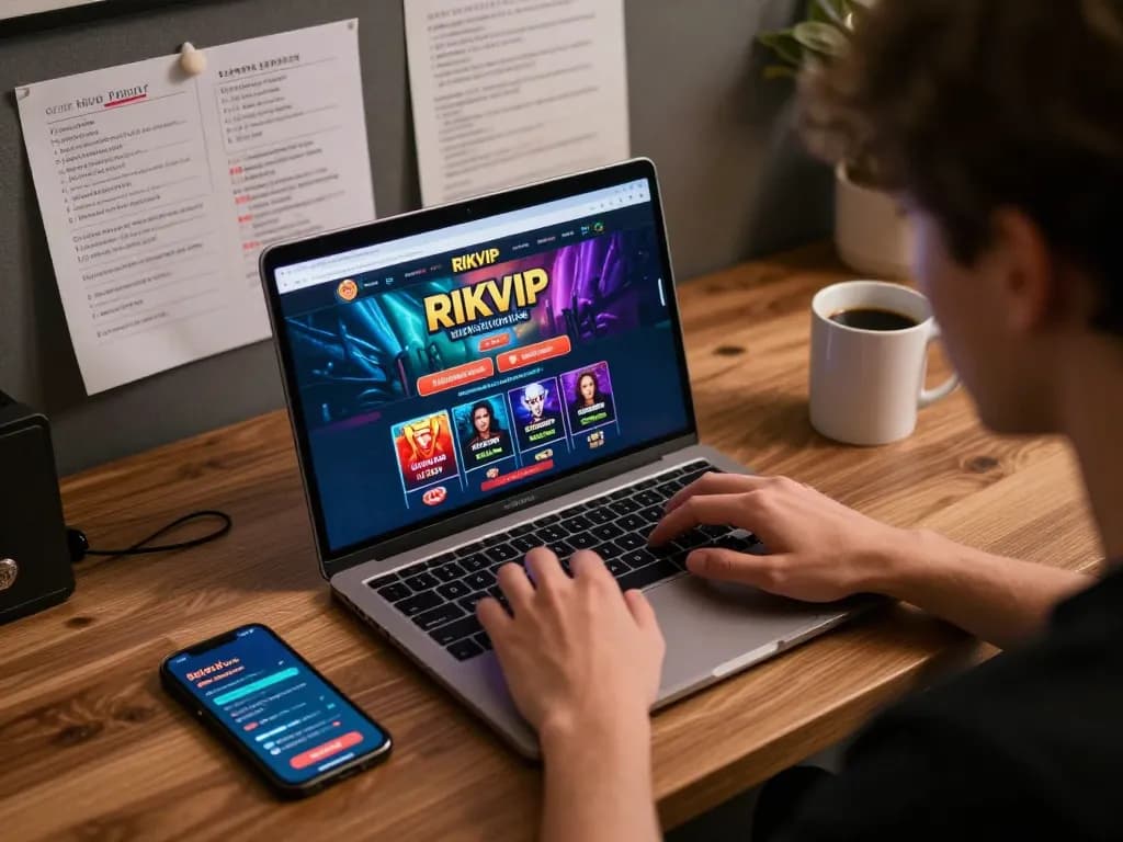 Engaging online gaming session on RIKVIP platform with user analyzing gameplay and placing bets.