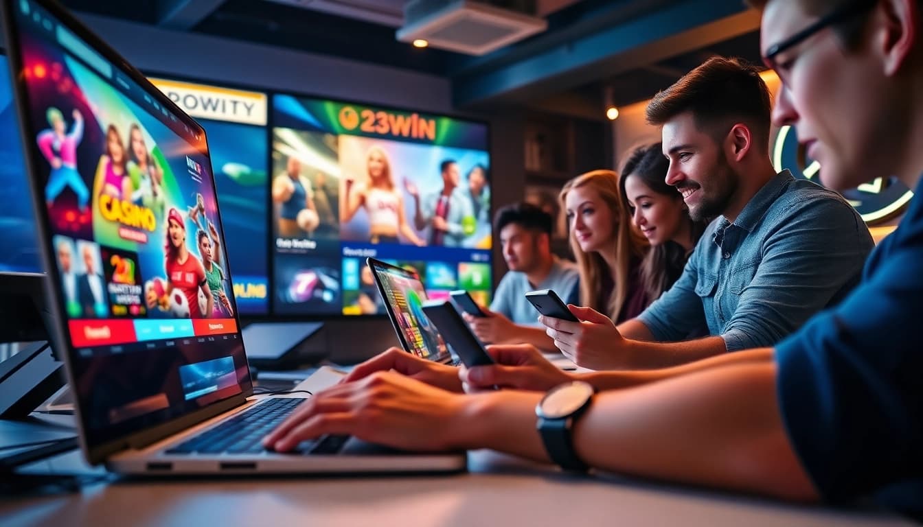 Experience the vibrant online gaming interface of 23win, showcasing thrilling betting options and diverse players.