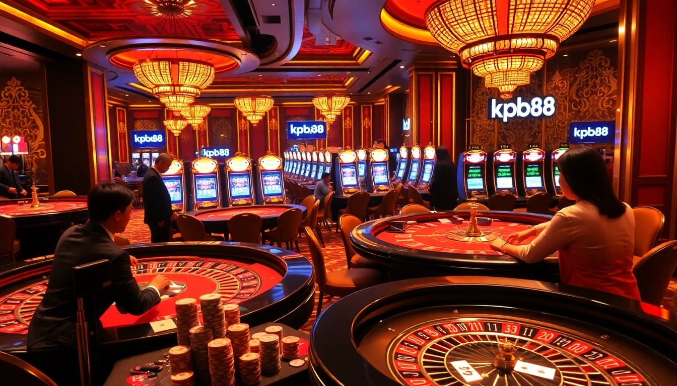Playtable action at KP88 casino with vibrant lights and professional dealers.
