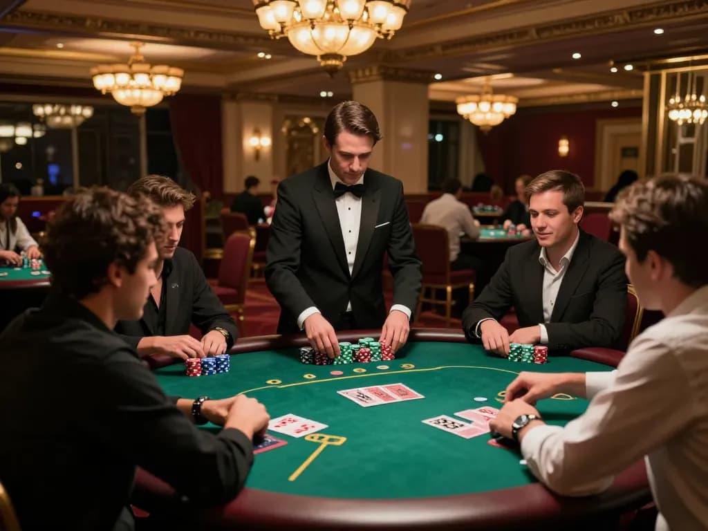 Players enjoy poker action at a reputable house as they engage in strategy, showcasing the integrity of nhà cái uy tín.