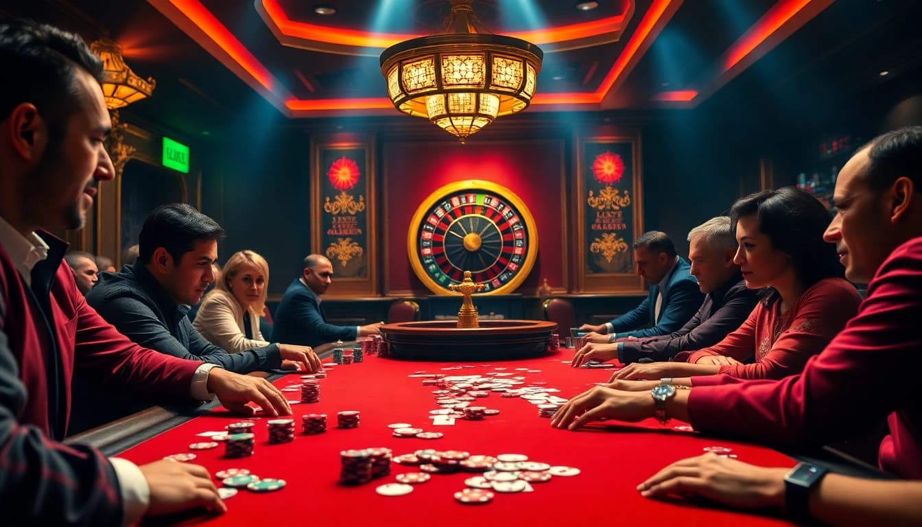 Players strategizing at a poker table inspired by hidden wiki resources for online gambling.