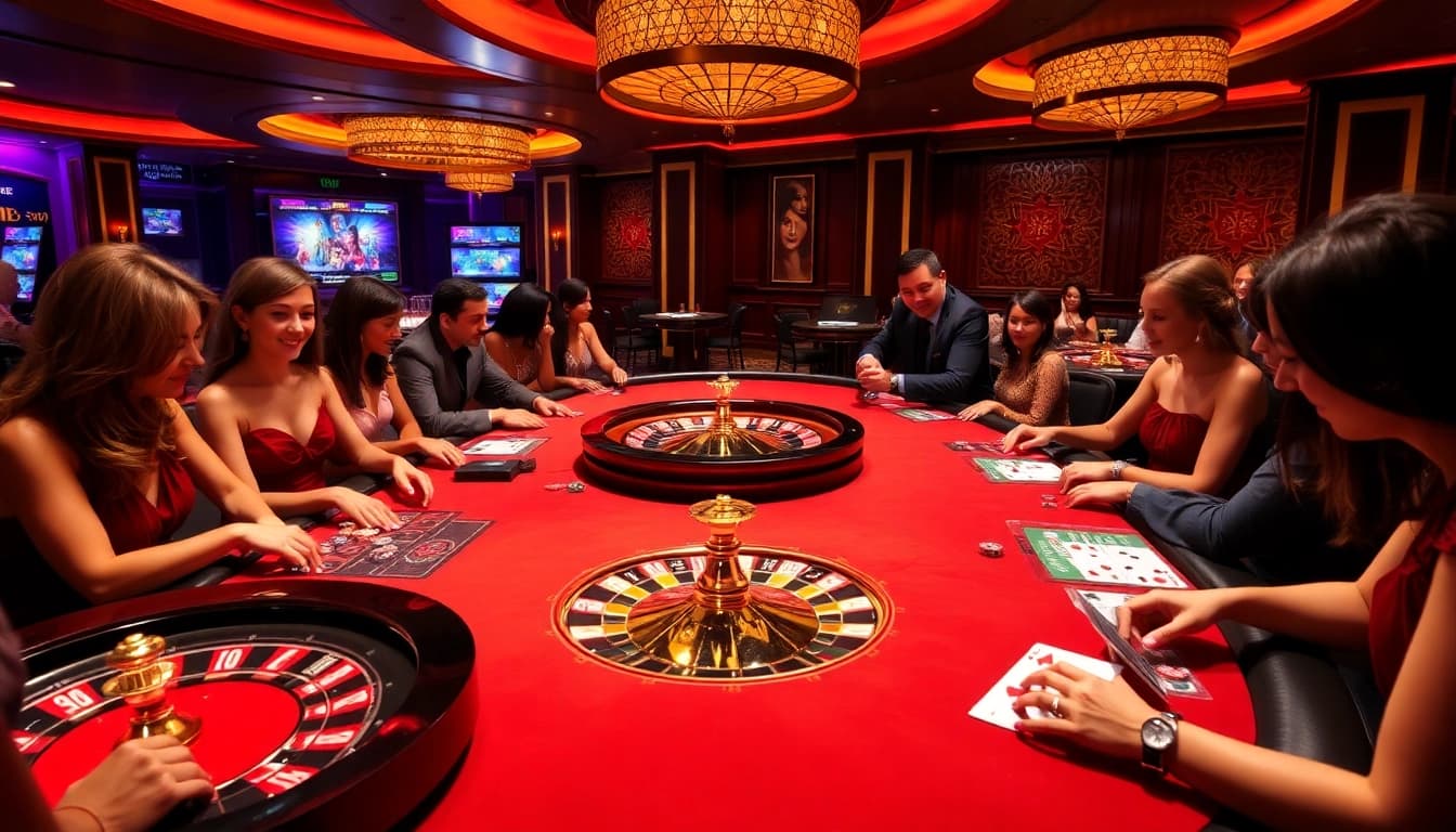 SODO66 players engaging in exciting casino games at a luxury table, showcasing thrilling gambling moments.