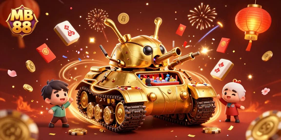 Experience high-stakes gaming action with MB 88's immersive casino environment featuring vibrant, celebratory elements.
