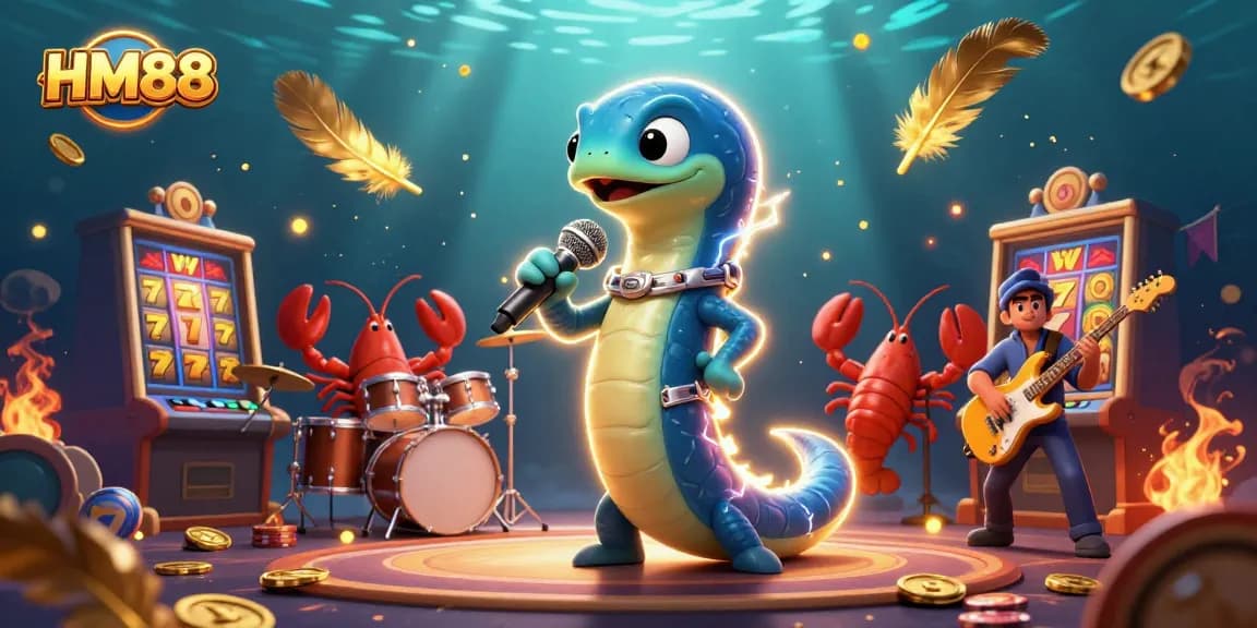 Experience thrilling gameplay at HM88 with an underwater casino scene featuring an electric eel DJ.